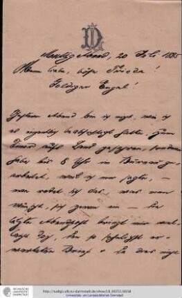 Brief vom 20.07.1885