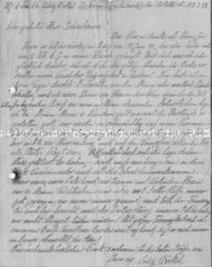Handschriftlicher Brief einer deutschen Kolonistin, u.a. zu Teuerung und Geldentwertung - Familienkonvolut