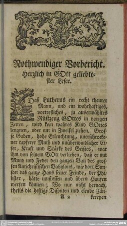 Nothwendiger Vorbericht