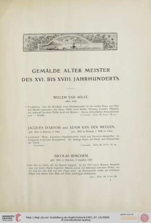 Gemälde alter Meister des XVI. bis XVIII. Jahrhunderts (Nr. 1-51)