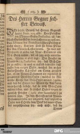 Des Herren Gegner sechster Beweiß.