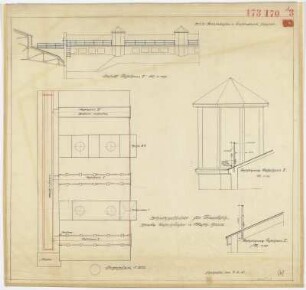 Kesselhäuser und Maschinenhaus, Schutzgeländer für Feuerlöschzwecke, Lageplan und Ansichten