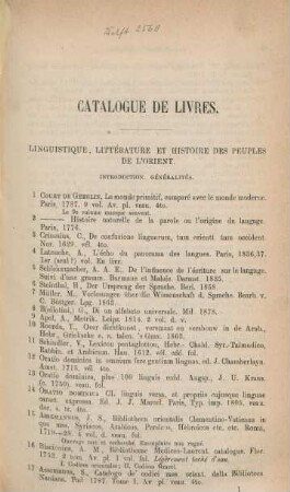 Linguistique, littérature et histoire des peuples de l'Orient