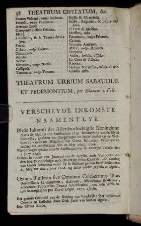 Verscheyde Inkomste ...