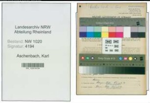 Entnazifizierung Karl Aschenbach , geb. 07.11.1902 (Werkmeister)