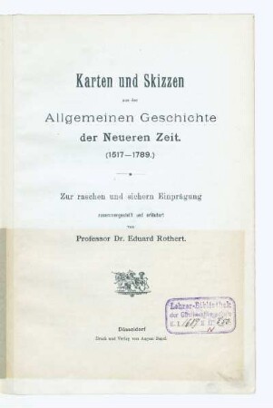 Bd. 3/5a: Karten und Skizzen aus der allgemeinen Geschichte der neueren Zeit : (1517 - 1789)