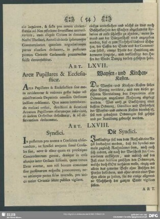 Art. LXVIII. Syndici