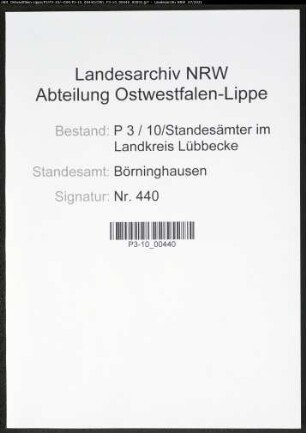 Heiratsregister Standesamt Börninghausen