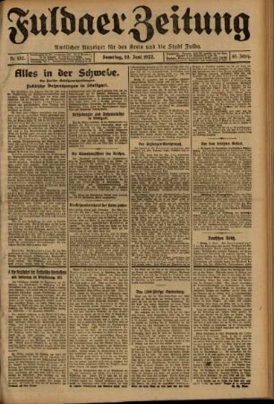 Ausgabe vom Samstag, den 10. Juni 1922.