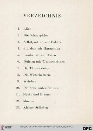 Verzeichnis (Nr. 1-26)