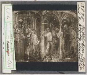 Darmstadt, Museum: Mittelrheinischer Meister, Christus vor Pilatus und Geißelung (Stoedtner-Nr. 13875)