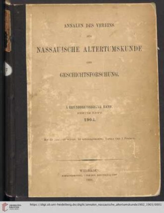 33: Annalen des Vereins für Nassauische Altertumskunde und Geschichtsforschung