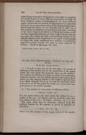 On the cone circumscribing a surfaces of the ... order.