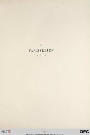 Tapisserien (Nr. 451-461)