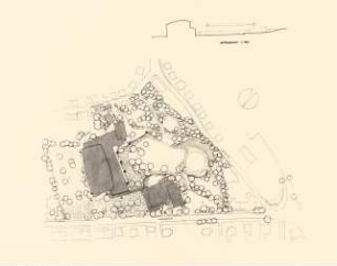 Stadthalle und Stadttheater, Siegen: Lageplan und Geländeschnitt 1:500 (Foto von Inv.Nr. 36910)