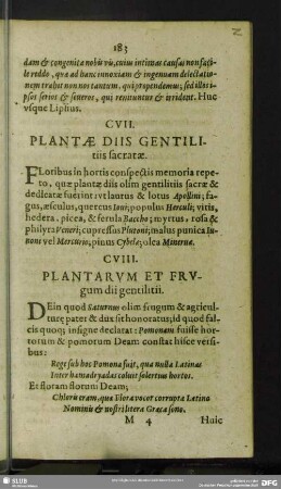 CVIII. Plantarum Et Frugum dii gentilitii