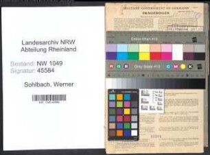 Entnazifizierung Werner Sohlbach , geb. 03.09.1911 (Studienassessor)
