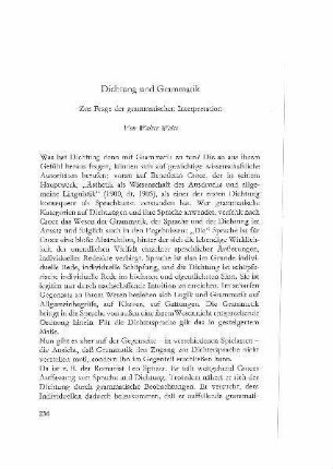 Dichtung und Grammatik : zur Frage der grammatischen Interpretation
