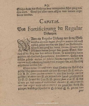 CAPUT. 16. Von Fortificirung der Regular Vestungen.