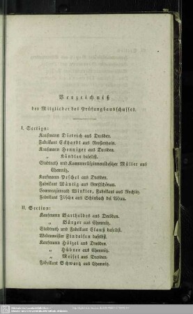 Verzeichniß der Mitglieder des Prüfungsausschusses