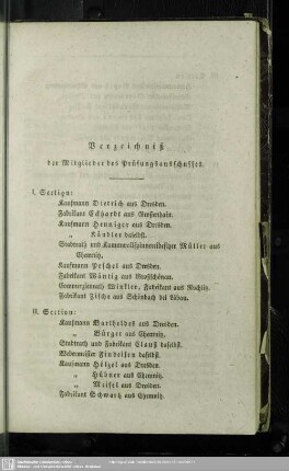 Verzeichniß der Mitglieder des Prüfungsausschusses