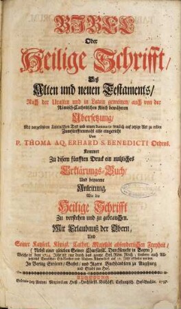 Biblia Sacra Vulgatæ Editionis : Auctoritate Sixti V. Et Clementis VIII. Pont. Max. Recognita, Sumariis Et Notis Theologicis, Historicis, Et Chronologicis Illustrata, [Volumen I] : Complectens Veteris Terstamenti Legem, Et Legis Historiam: Moysis Pentateuchum, Libros Josue, Judicum, ...