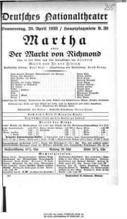 Martha oder Der Markt von Richmond