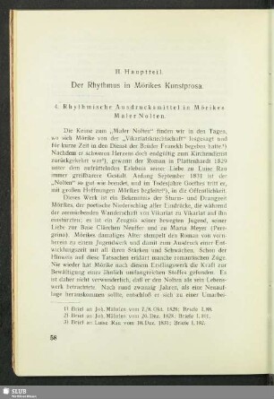 II. Hauptteil. Der Rhythmus in Mörikes Kunstprosa