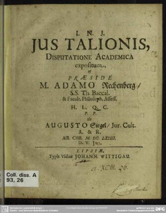 Jus Talonis : Disputatione Academica expositum