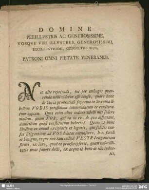 Domine Perillustris Ac Generosissime ...
