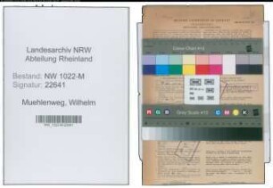 Entnazifizierung Wilhelm Muehlenweg , geb. 26.05.1891 (Finanzbeamter)