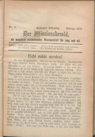 Nr. 2. Siebenter Jahrgang. Februar 1907.