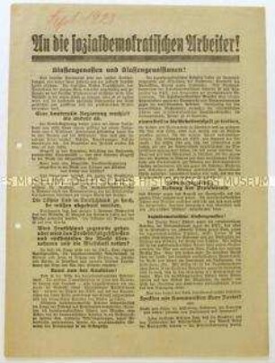 Aufruf der KPD zum gemeinsamen Kampf aller Arbeiter im Zuge der Inflation 1923