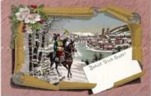 Reitender Postillion vor Winterlandschaft