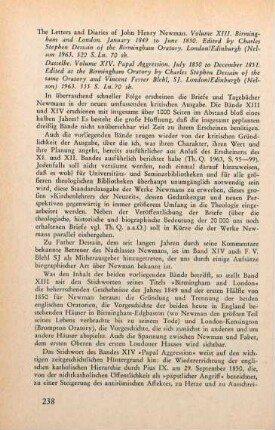 238-239 [Rezension] Newman, John Henry, The letters and diaries of John Henry Newman