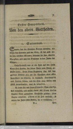 Erster Haupttheil. Von den obern Gottheiten
