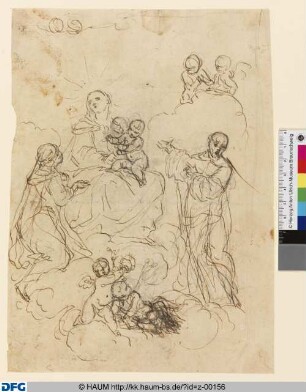 Madonna in Wolken, mit den Heiligen Katharina von Siena und Dominikus und Putten