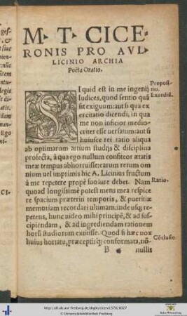 Marci Tullii Ciceronis Pro Aulo Licinio Archia Poëta Oratio