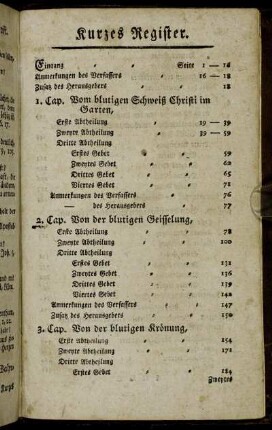 Kurzes Register.