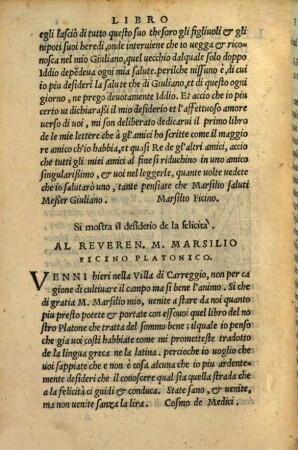 Tomo primo delle divine lettere del Gran Marsilio Ficino, 1