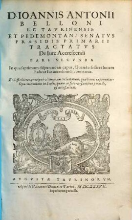 D. Ioannis Antonii Belloni I.C. Tavrinensis ... Tractatvs De Iure Accrescendi. 2