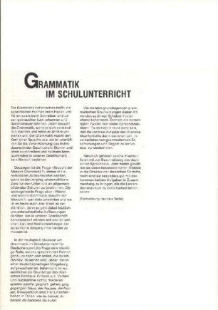Grammatik im Schulunterricht