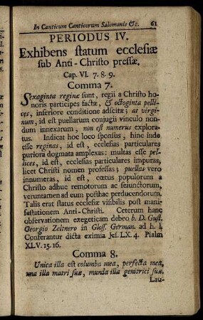 Periodus IV. Exhibens statum ecclesiæ sub Anti- Christo presfæ, ...