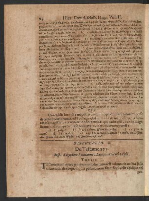 Disputatio X. De Testamentis