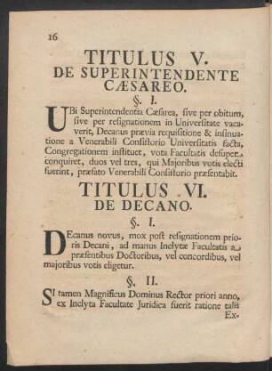 Titulus V. De Superintendente Caesareo