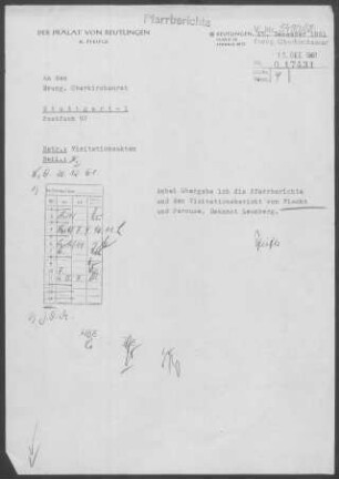 Flacht-Perouse: Visitationsbericht mit Pfarrbericht 1961