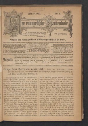 Nr. 1. Januar 1920