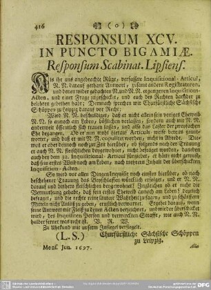 Responsum XCV. In Puncto Bigamiae