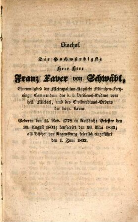 Schematismus des Bistums Regensburg. 1840, 1840