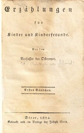 Erzählungen für Kinder und Kinderfreunde, 1